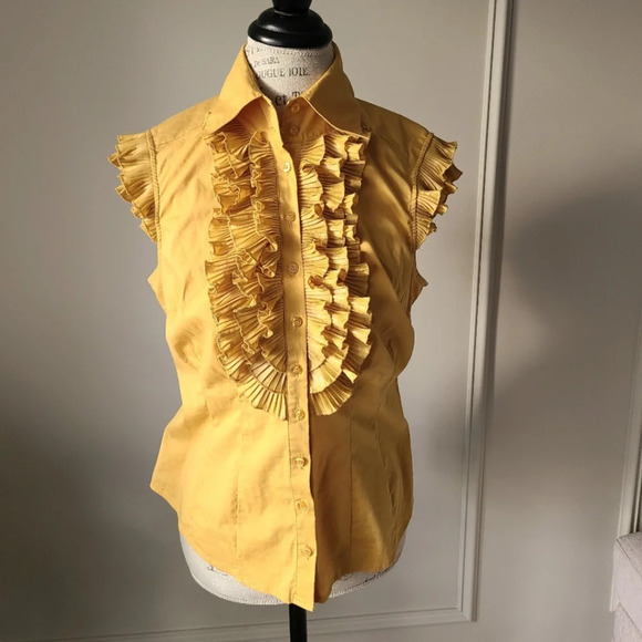 Bebe Women's blouse button up ruffled size L - Picture 1 of 10